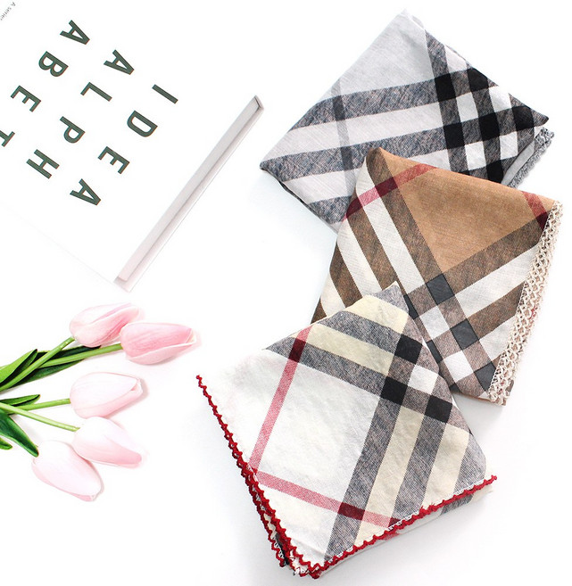 렌느 여성손수건 엠보 고급 CR면 미니 쁘띠스카프 목손수건 3장 1세트