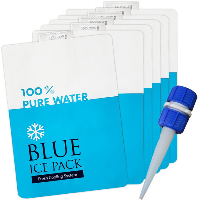 포장백서 DIY 물아이스팩 반제품 물주입 16x23 아이스파우치 100매 + 물주입기 포함, 1개
