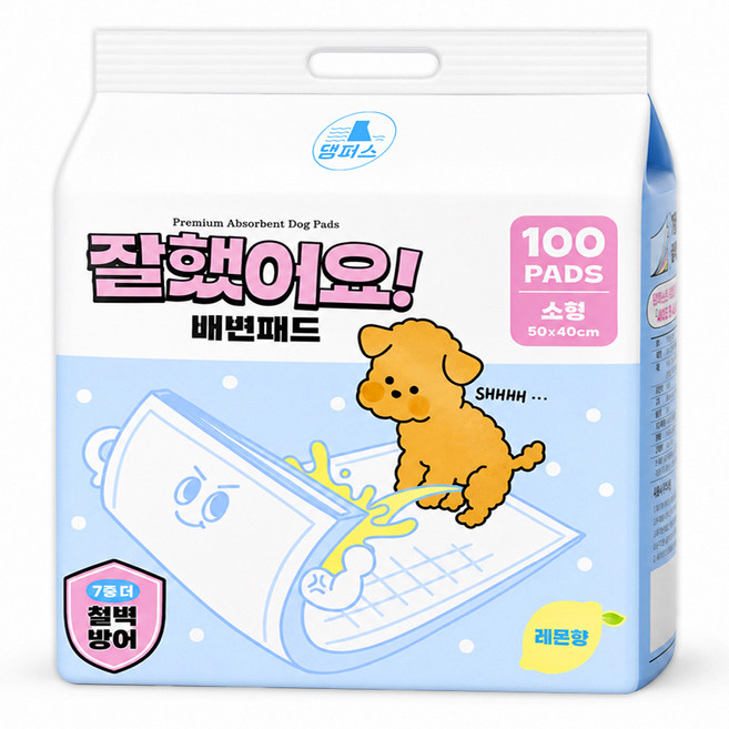댐퍼스 냄새잡는 잘했어요 배변패드 고흡수 프리미엄 강아지 패드, 1개, 100개입