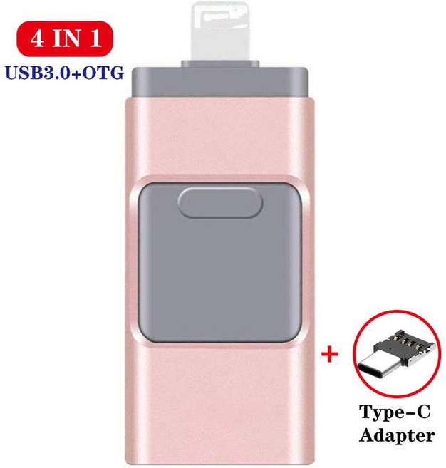 누본 휴대폰용 USB 플래시 드라이브 3 0 메모리 스틱 외부 저장 장치 안드 C 타입 4 인 1 256G 512G 128G, [05] 64GB, Pink send Type C 2, 08 Pink send Type C_05 64GB, 1개