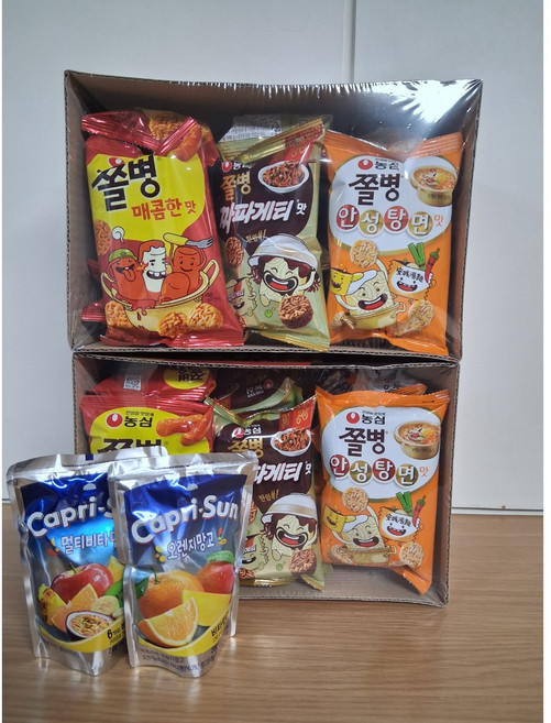 코스트코 농심 쫄병스넥모음 3종(짜파게티맛 안성탕면맛 매콤한 맛) 1180g 15봉 + ( 카프리썬 오렌지망고 or 멀티비타민 중 1 ), 1.18kg, 2박스