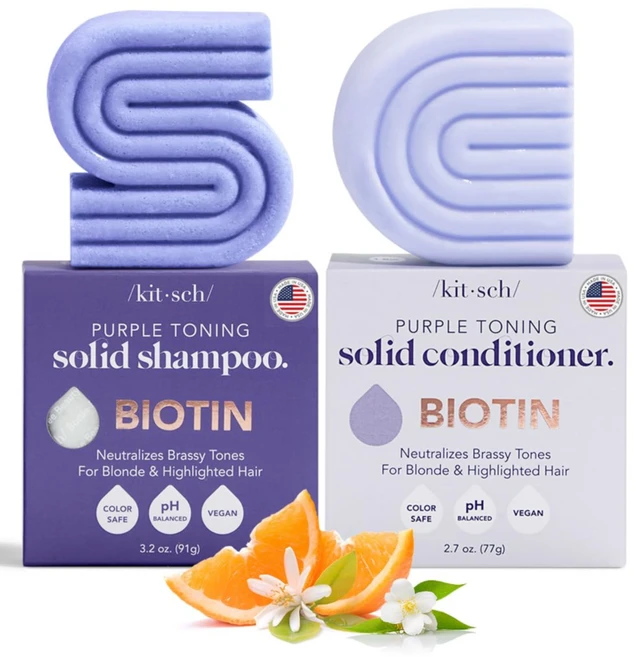 키치 Kitsch 염색용 흰머리용 비오틴 샴푸바 컨디셔너바 세트, 1개 - 쿠팡