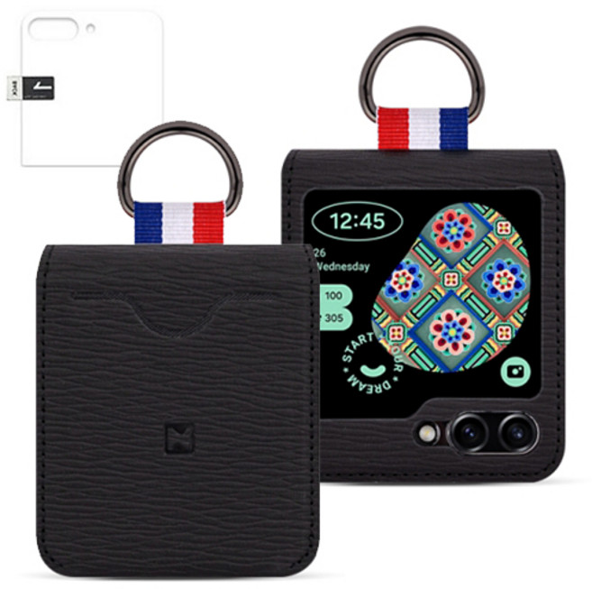 오엔이 무사 카드지갑 Z플립5 링홀더 케이스+카메라보호필름