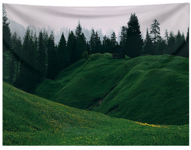 WHH 높은 품질 가리개 인테리어 대형 패브릭 포스터, 그린