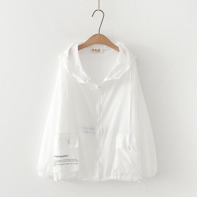 甜小路 女款防曬衣 寬鬆百搭薄外套, 白色,L 建議100-115斤