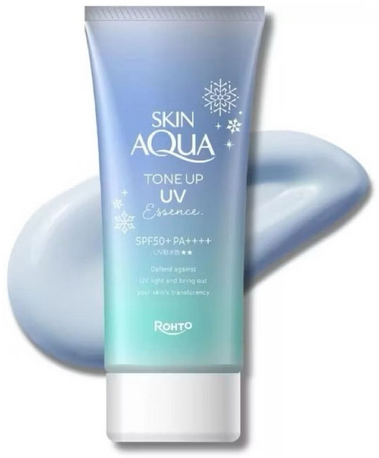 SKIN AQUA 曼秀雷敦 水潤肌柔光透亮防曬飾底凝露 SPF50+ PA++++, 1個, 冰晶藍（極致提亮透明白）