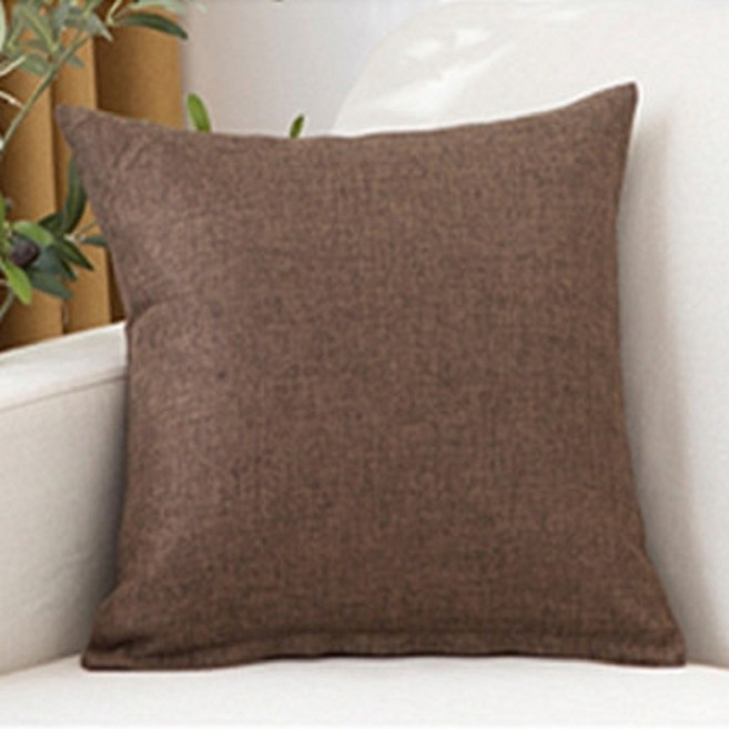 소프트 컬러 무지 린넨 쿠션커버 2개 세트, 커피