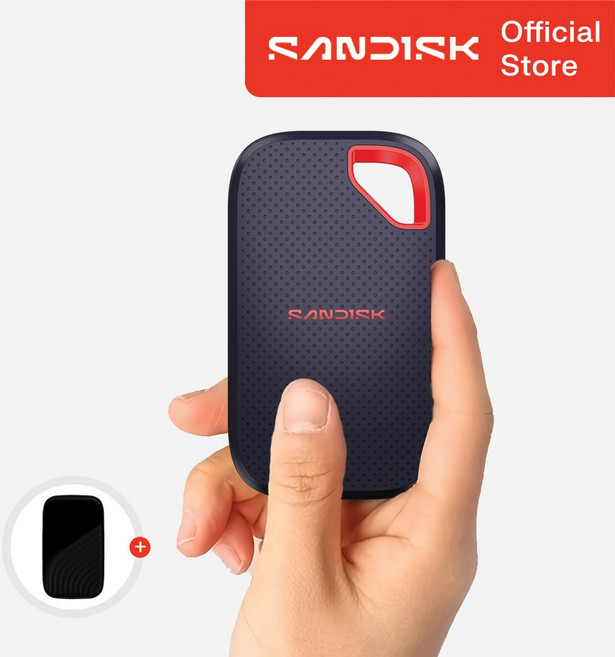 샌디스크 외장SSD 익스트림 포터블 E70 대용량 고성능 + 보관 케이스 패키지, 블랙, 2TB