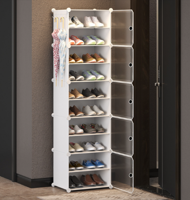 CY 안이 훤히 보이는 조립식 현관 신발장, 10단, 화이트