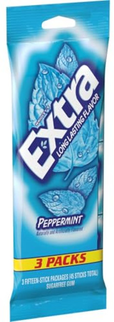 엑스트라 스위트 수박 무설탕 껌 멀티팩 (15개입 3팩) EXTRA Peppermint Sugar Free Gum Back To School Chewing Gum 3 Pack, 1개, 1g