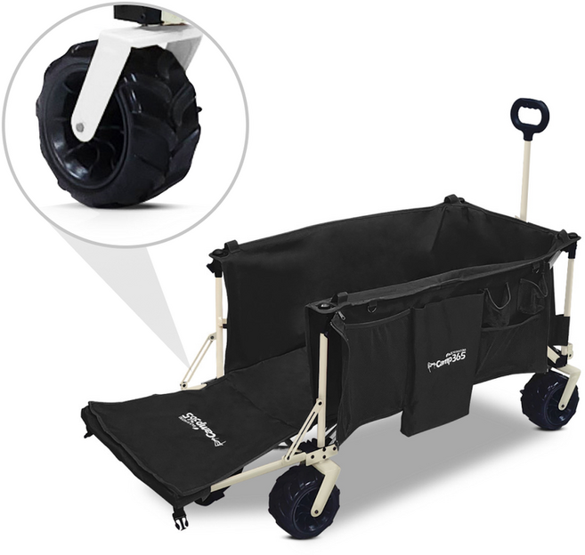 캠프365 파파웨건 스포츠 울트라 캠핑 카트 장축 내하중160kg, 블랙, 1개