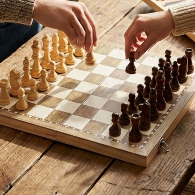 나비닷 접이식 앙면 나무 체스판 XL, 1개