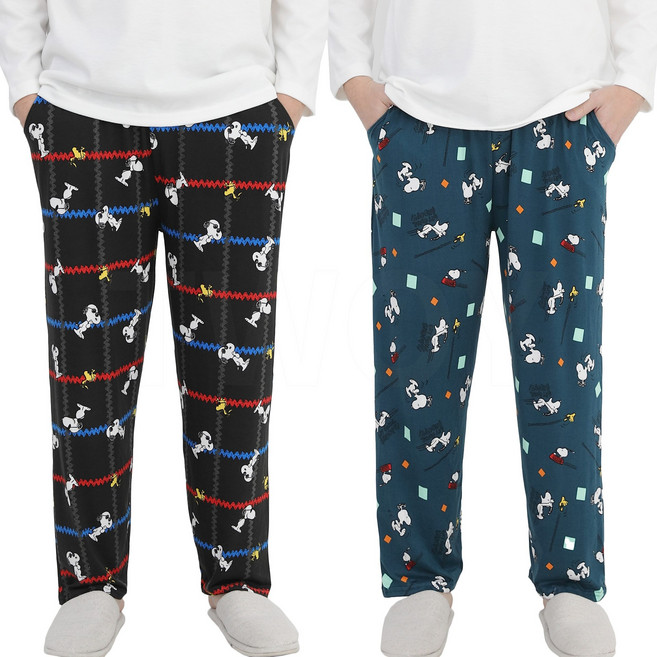 투와이 스누피 남녀공용 피치 바지 2장 세트 PC188S (잠옷/파자마/홈웨어)