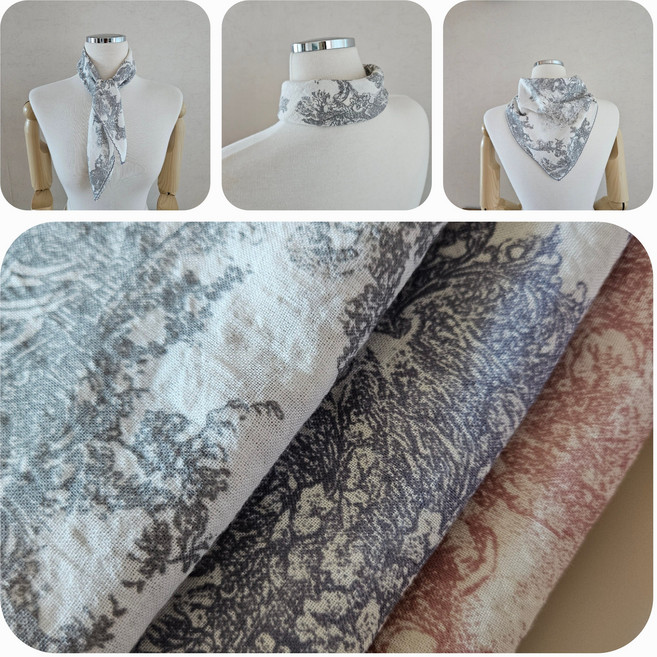 [국산제품 2장세트 티키타카] 봄 여름 땀흡수 좋은 면 여성 목도리 목수건 사각 쁘띠스카프 아사면 대형 손수건