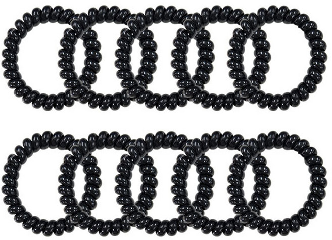 살림모아 헤어끈 스프링 전화선 머리끈 소형 블랙