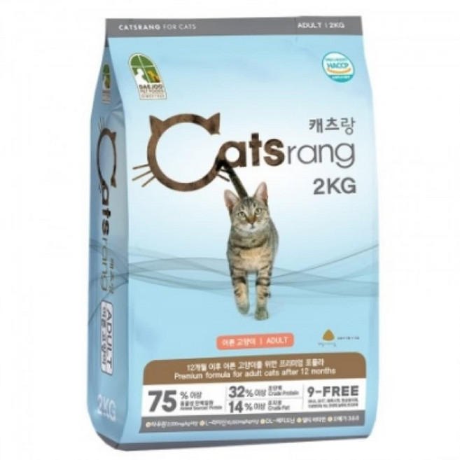 캐츠랑 어덜트 2kg x 2포(총4kg) 프리미엄 고양이사료 1세이상 캣, 상세페이지 참조, 2개