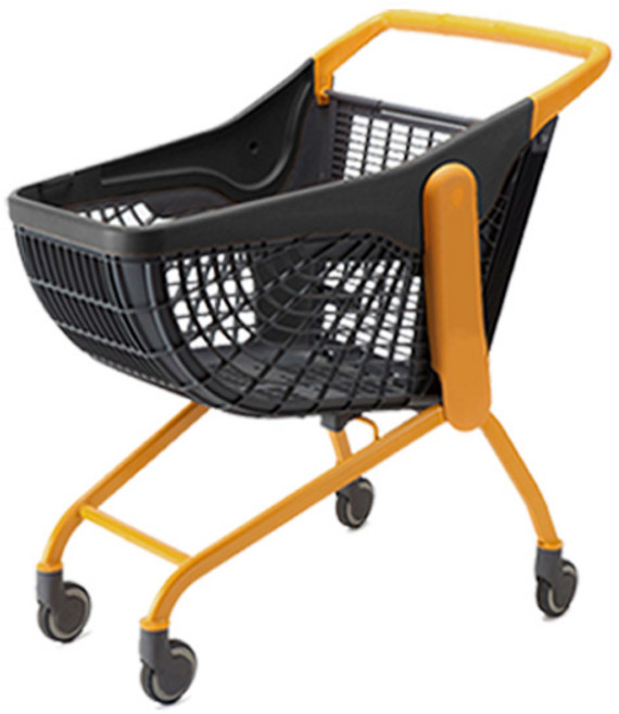 친환경 무소음 대형마트 마트용 100L 플라스틱 쇼핑카트, YELLOW, 1개