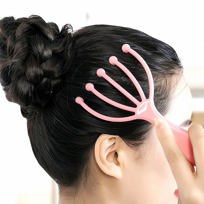 두피 마사지기 문어 지압 괄사 헤드 피부 모발 관리 두통완화, 1개