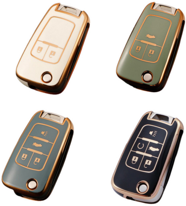 라온파인 쉐보레 폴딩키 키케이스 TPU 스마트키 차량용 호환용 교체형 올란도 스파크 트랙스 말리부 임팔라, 3버튼, 블랙, 3 버튼