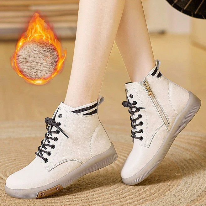 BLTER 여성 봄름 키높이 발목 스니커즈 겨울 부드 러운 지퍼 부츠 여성 방한화 여성 발목 신발3399
