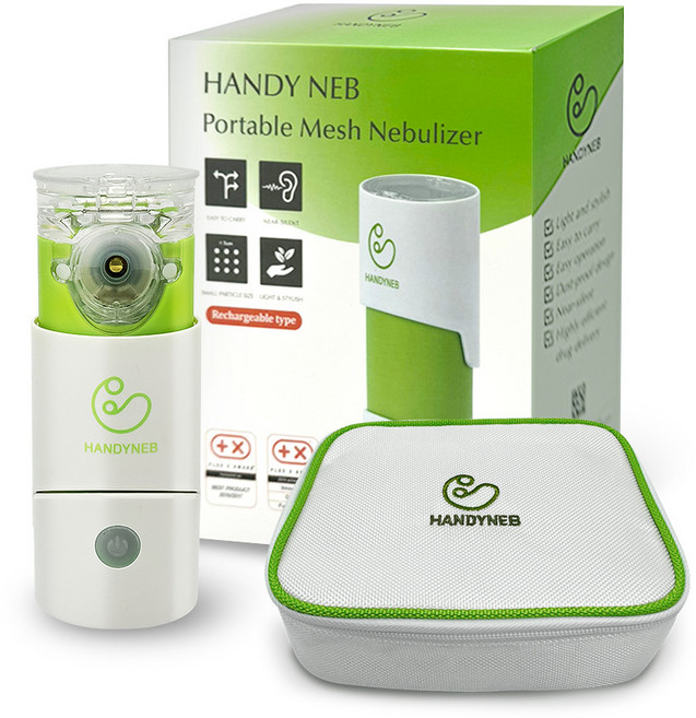 핸디넵 C타입 충전식 휴대용 네블라이저 가정용 저소음 충전형 아기 유아 어린이 성인 메쉬 초음파 흡입기 호흡기 치료기, 1개
