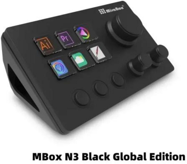 Mirabox N3 StreamDeck 글로벌 버전 스트림 데크 스크린 노브 데스크탑 통합 콘솔 라이브 편집 디자인 미니 비주얼 키패드, 1) N3 Black Global, 2)Black Global