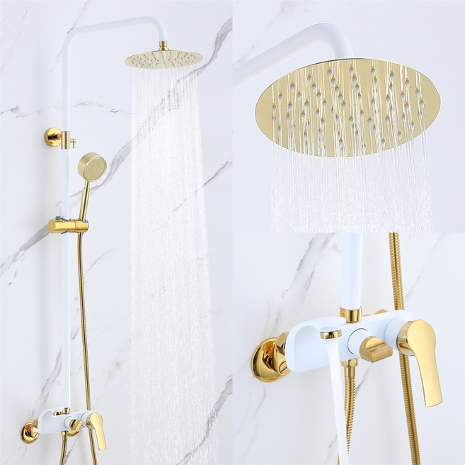 준앤코 BRS 골드 화이트/블랙 해바라기 샤워기 욕실 샤워 수전 레인샤워, BRS02W(화이트), 1개, 화이트