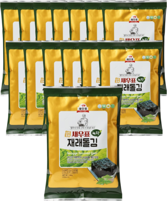 새우표 완도 녹차재래 돌김전장, 30g, 15개