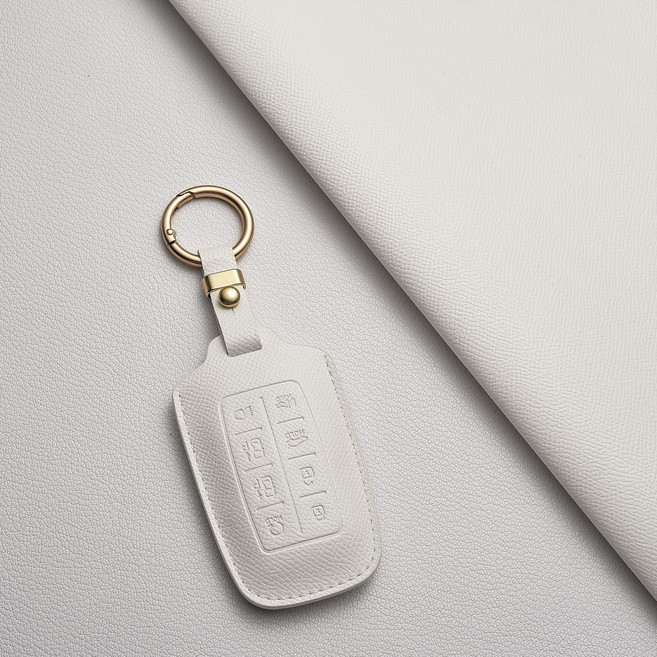 제네시스 전용 고급 가죽 스마트키 케이스 GENESIS G70 GV70 G80 GV80투폐 G90 (EQ900 호환) 정밀 디자인 / 내구성 강화, 제네시스/B8 타입, 아이보리