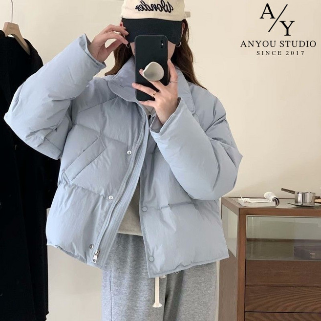 ANYOU 여성 패딩 겨울 숏패딩 오버핏 데일리 패딩 코트 방한 방풍 숏 여성패딩 경량 패딩