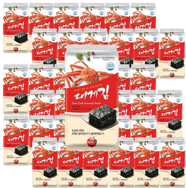 맛있는 대게김 4g 32봉지 조미김 재래김 맛있는김 구운김, 32개, 단품