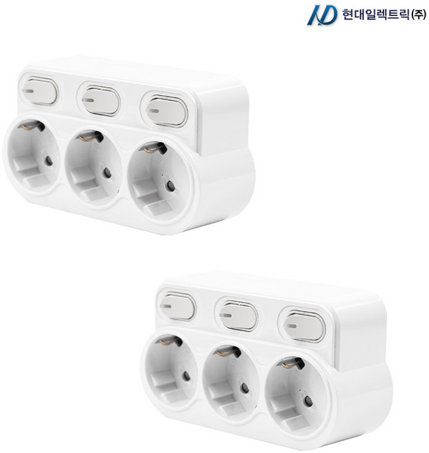 현대일렉트릭 절전형 스위치형 회전멀티탭 개별 3구 HT116 신형, 2개