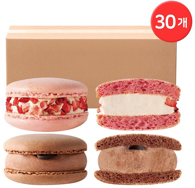 CJ프레시웨이 마카롱 혼합구성 총 30개 / 초코 15 + 딸기 15, 혼합 30개 (초코15+딸기15), 1개