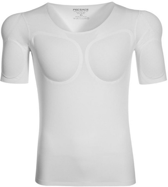 남자 보정 속옷 가슴뽕 어깨 가슴패드 이너티 근육 화이트 반소매(8세대) S(45-55kg)