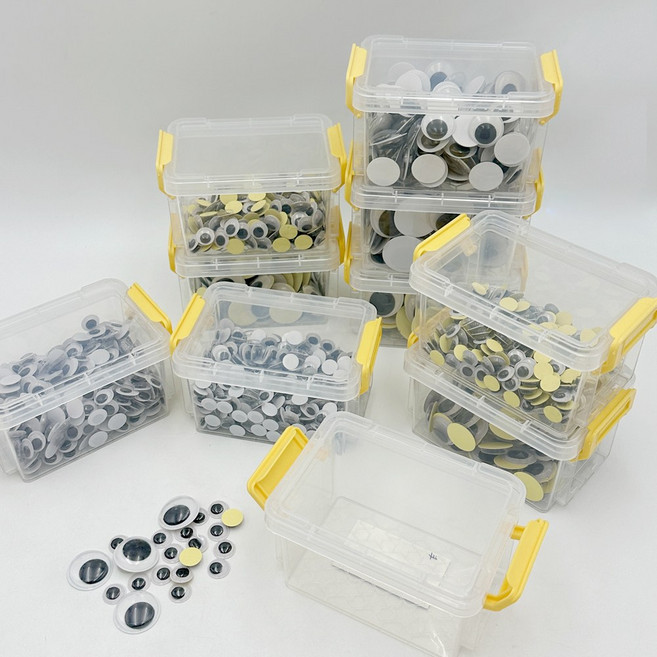 모모아트 5000 비접착 인형 눈알 40mm (약32개) + 적층형 미니 수납박스 세트, 1개