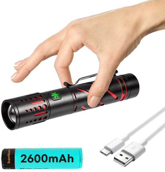 슈퍼빔 괴물 레이저 LED 손전등 슈퍼 줌 써치 라이트 충전식 후레쉬 캠핑, 1개