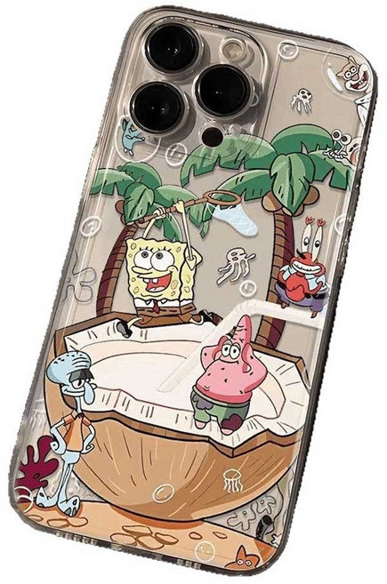 BuyChoo 클리어 해변 스폰지밥 휴대폰 케이스