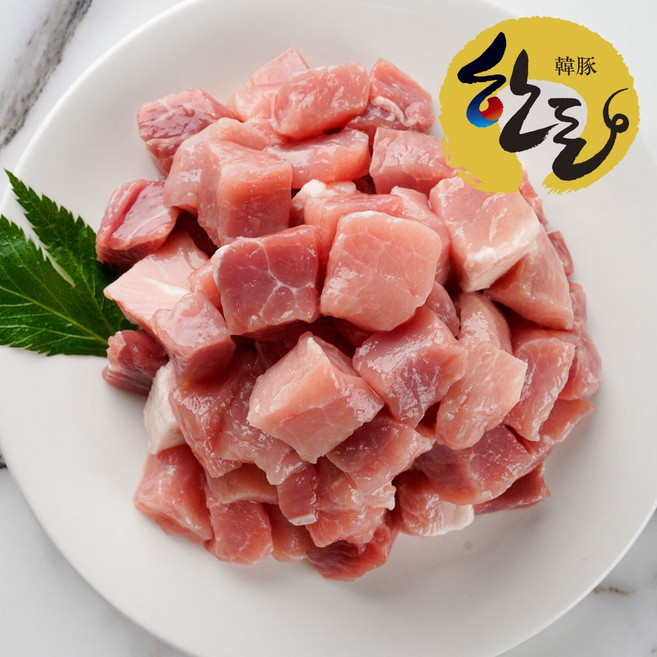 돼지 뒷다리살 큐브 개별포장 (카레용 짜장용 냉장육), 500g, 1개