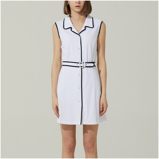 [헤일리] 골프 여성 버클 벨트 포인트 카라 원피스 HUAKD1026