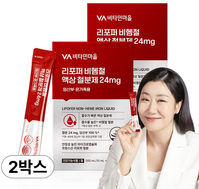 비타민마을 리포퍼 비헴철 액상 철분제 24mg 임산부 온가족 30포, 30회분, 60개