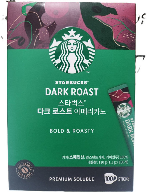 STARBUCKS DARK ROAST, 1개, 100개입, 1.1g