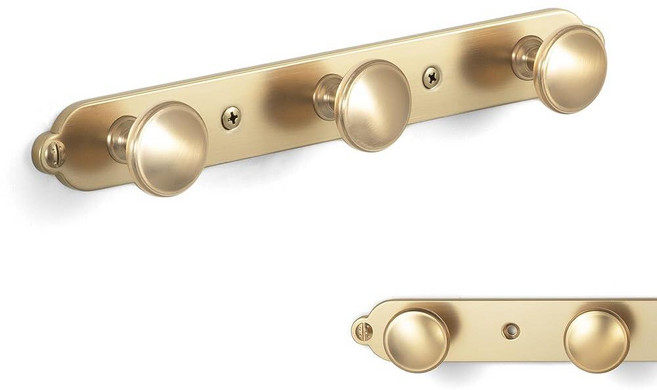 Goo-Ki 1 Pack Champagne Bronze Coat Rack Wall Mount Heavy Duty Towel Zinc Alloy Hooks Mounted for, 3 Hooks