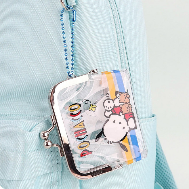 산리오 캐릭터 키링 똑딱이버튼 동전지갑키링 투명 미니파우치 군번줄키링 가방 악세사리