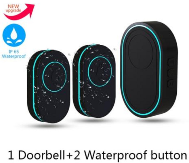 띵샤 야외 433MHz 무선 IP65 방수 초인종 LED 조명 야간 투시경 38 곡 스마트 홈 도어 벨 환영, 1개