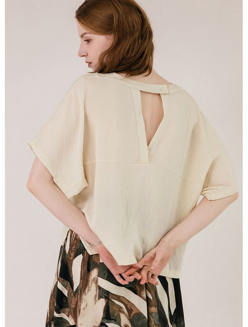 막스까르띠지오 뒷트임 크롭 반팔 쿨 티 블라우스