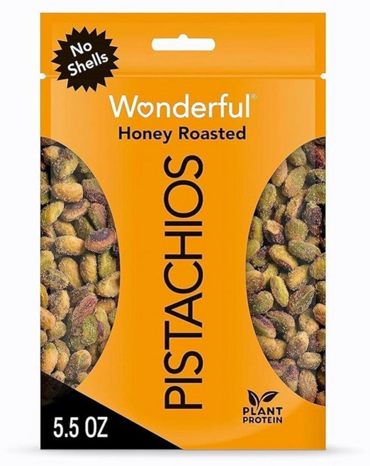 Wonderful Pistachios 껍질 없는 노 쉘 피스타치오 5.5온스 허니 로스트 재밀봉 가능한 보관백, 4) 허니 로스팅  5.5 Ounce Pack of 1