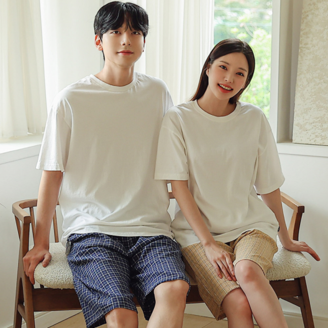 글램공감 지지미 로로체크 7부 남여 커플 파자마바지