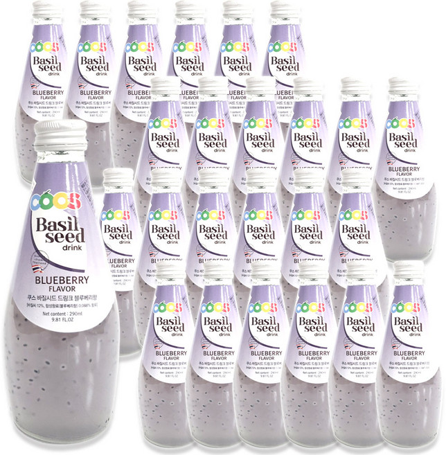 쿠스 바질씨드 드링크 블루베리향, 24개, 290ml