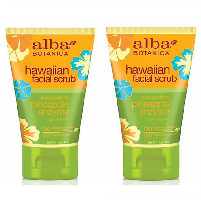 Alba Botanica 알바 보타니카 하와이안 파인애플 페이셜 스크럽 4oz(113g) 2팩, 113g