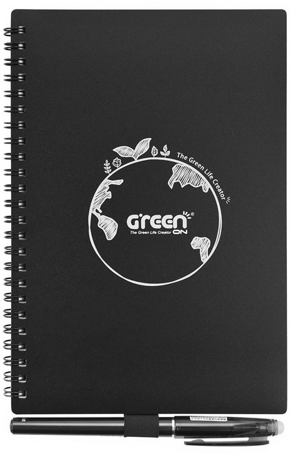 GREENON 智慧型環保筆記本A5 石頭紙手帳 中文化內頁 贈可擦中性筆, 黑色, 1個